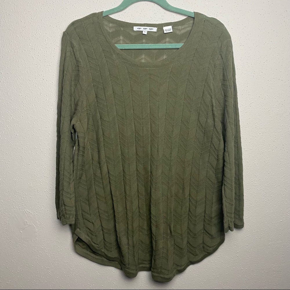 Eight Eight Eight Cotton Sweater Army Green Sz L
